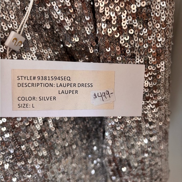 Ronny Kobo Collection Silver Sequin Long Sleeve Dress - Picture 3 of 15